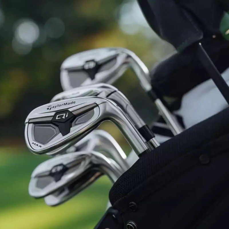 TaylorMade Qi Max irons in a golf bag